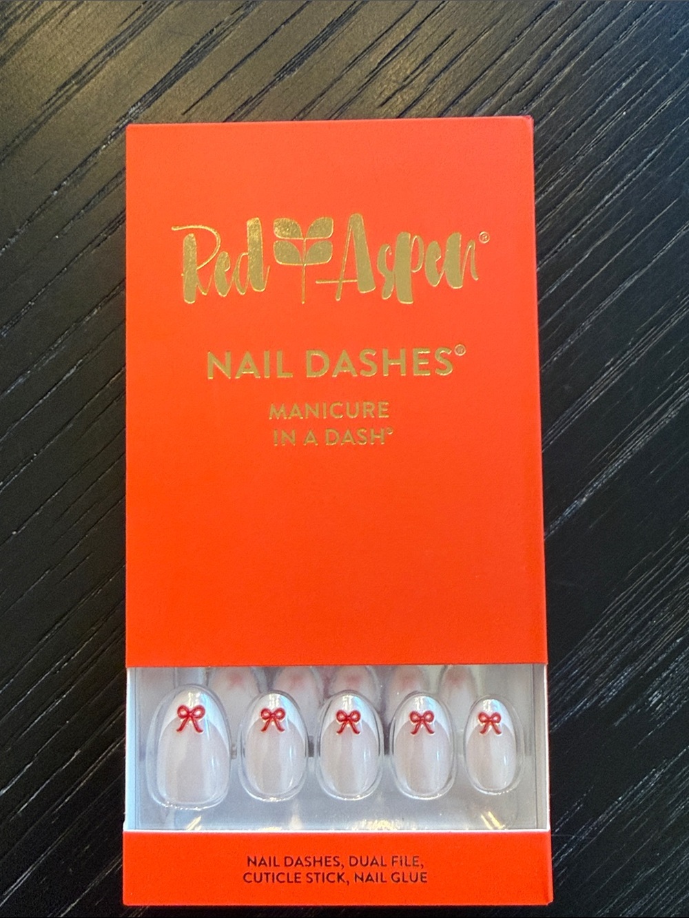 Red Aspen Red Bow Nail Dashes Press-On Nails
